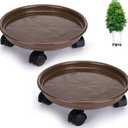 Yiting Plant Caddy with Wheels Heavy-Duty Rolling Plant Stand with Wheels Plant Dolly with Casters for Indoor and Outdoor Plant Roller Base Plant Saucer Mover (12 inch, Brown)