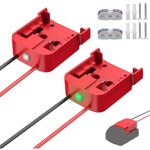 2 Packs Power Wheel Adapter Compatible with Milwaukee 18V Battery Adapter with Low Voltage Cutoff for DIY Rc Car Toys (Red)