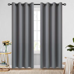 COSVIYA Grommet Room Darkening Curtains 84 inch Length 2 Panels,Thick Polyester Light Blocking Insulated Thermal Window Grey Curtain Drapes for Bedroom/Living Room,52x84 inches
