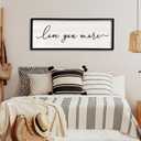 Love You More Sign Wall Decor 40''15'' Large Vintage Framed Wood Modern Farmhouse Wall Decor for Master Bedroom Above Over Bed Minimalist Wall Art Hanging (Black)