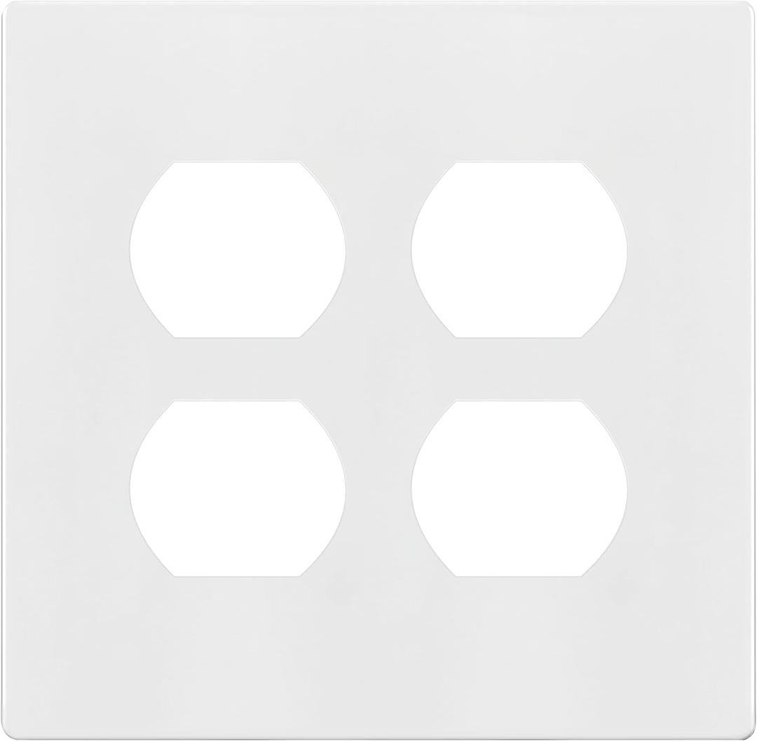 ENERLITES Screwless Duplex Wall Plate, Child Safe Double Receptacle Outlet Cover, Standard Size, 2-Gang 4.68" x 4.73", Unbreakable Polycarbonate Thermoplastic, UL Listed, SI8822-W, Glossy, White