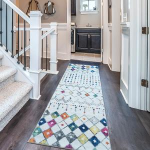 Mandala - Indoor Area Rugs 2x6 Washable, Stain Resistant Machine Washable Rugs for Living Room, Bedroom, and Modern House Dcor - Durable Polyester Material, Colorful Patterned - White & Multi