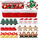 3 Set Christmas Woven Basket with Cute DIY Doll Cotton Rope Christmas Basket for Gift Empty with Handles 15 x 9.9 x 5 Inch Woven Rope Storage Bin Santa Xmas Holiday Decorative(Red White)