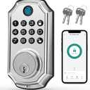 LOCK&SOLVER Keyless Entry Door Lock, Smart Lock for Front Door, Keypad Fingerprint Doorlock, App Remote Control, One-Time Code, Auto Lock, Easy Installation with Video Guide, Rust-Resistant Zinc (Satin Nickel)