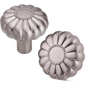 5 Pack Kitchen Cabinet Knobs Sunflower Brushed Nickel Dresser Knob Modern Drawer Hardware Cupboard Handles Furniture Knobs for Bathroom Single Hole Knobs for Wardrobe JH-BN-K5