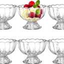 Lawei 6 Pack Glass Dessert Bowls - 5 Oz Glass Ice Cream Cups Mini Trifle Footed Dessert Bowls for Dessert, Sundae, Ice Cream, Salad, Cocktail, Condiment, Trifle