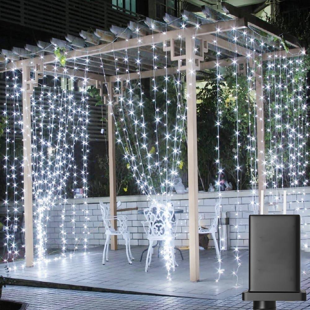 Solhice LED Curtain Lights Outdoor 20ft x10ft Cool White, 600 LED String Lights Backdrop Indoor Plug in, Twinkle Lights for Outside Backyard Wedding Bedroom Dcor (Not Connectable)