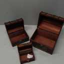 3-Set Wood Treasure Chest Decorative Boxes with Flower Motifs - Vintage Style Small Treasure Box Set for Jewelry, Coin Collection, Bathroom and Home Dcor (3 Sizes)