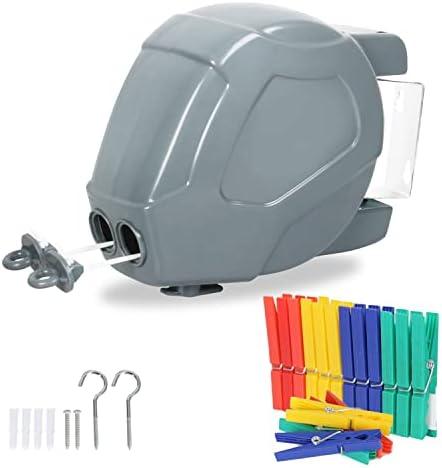 ZOES HOMEWARE Retractable Clothesline Heavy Duty Retracting Clothes Line Outdoor and Indoor with Durable ABS Shell and 2x49 Feet Extruded PVC Line,with Lock to Prevent Sagging