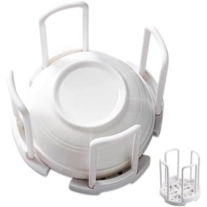 Bowl Rack, Adjustable Plate Holders for Dinner Plates Retractable Plates Organizer Dish Holder Plate Dish Rack Organizer with Handle for Kitchen Bowl Organizer, White
