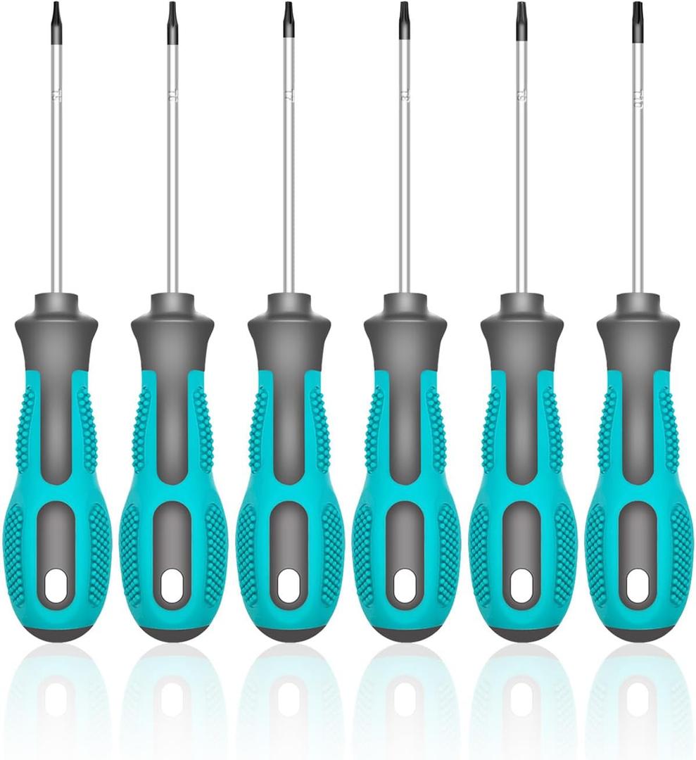 Torx Screwdriver Set, 6-Piece Small Star Screwdriver Set with T5, T6, T7, T8, T9, T10 Mini Security Torx Screwdrivers, Professional Non-Slip Cushion Grip Magnetic Screw Driver Set Kit (Green)