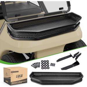 10L0L Golf Cart Club Car DS/Precedent Front Cargo Basket Clay Outer Utility with Mounting Brakets for Gas & Electric Golf Carts, Heavy-Duty Steel Drop Mesh Storage Rack