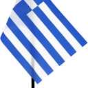 Anley Greece Deluxe Desk Flag Set - 6 x 4 Inch Miniature Greek Desktop Flag with 12" Solid Pole - Vivid Color and Fade Resistant - Black Base and Spear Top