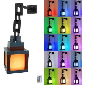 Pixel Lantern Night Light, 16-Color LED Wall lamp,USB Rechargeable Wall Night Light with Remote Control, Suitable as a Bedside lamp for Boys' and Girls' Room Decoration and Cosplay