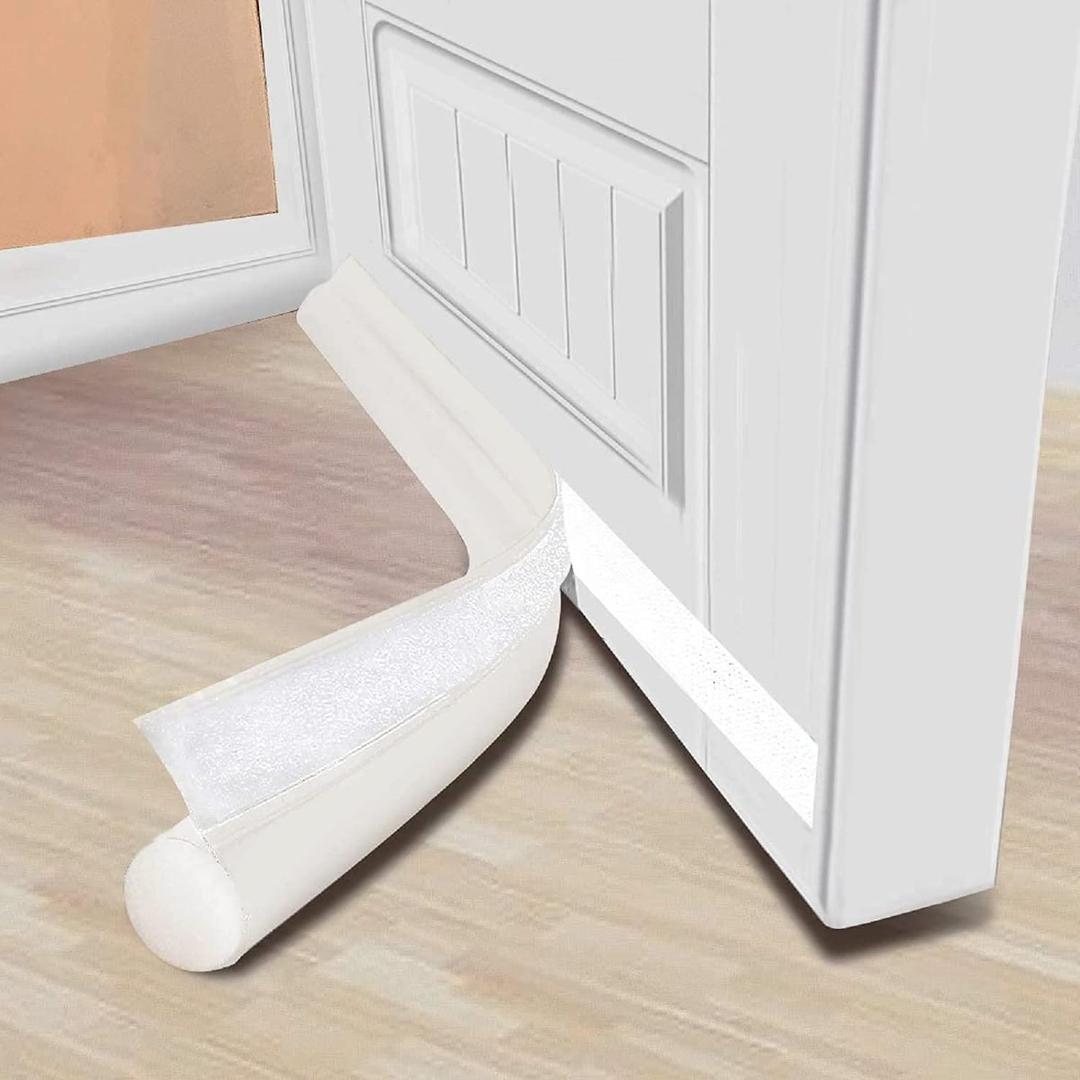 MAXTID Easy to Install 32 Inch Door Draft Stopper - White Foam and Polyester Door Seal