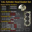 Head Gasket Set Fit 2018 Chrysler Pacifica, 2016 Grand Cherokee Durango 3.6L, Cylinder Head Gasket Fit 16-22 J-eep Dodge ProMaster 1500 2500 3500