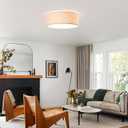 18" Flush Mount Ceiling Light,Linen Drum for Bedroom | Modern 3-Light recessed light fixture,For Living Rooms,Dining Room, hallways, Kitchens