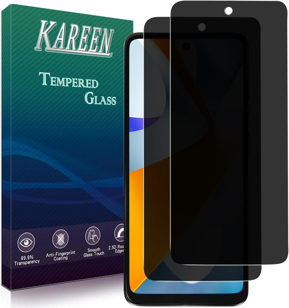 KAREEN 2 Pack Privacy Screen Protector for Motorola Moto G 5G (2024) Anti Spy Tempered Glass, Anti-Scratch, Bubble Free