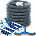 Pool Vacuum Kit Swimming Pool Vacuum Head with 1-1/2" x 30 ft Hoses Flexible Head with Wheels and 14 '' Cleaning Brush for Inground Swimming Supplies (with Bristles)