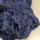 Exclusivo Mezcla Fleece Throw Blanket for Couch, Super Soft Striped Jacquard Bed Blanket, Lightweight Fuzzy Cozy for All Seasons, 50x60 Inches, Navy Blue