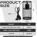 VIHOSE 1 Pcs Reptile Heat Lamp Guard with 150W Ceramic Heat Emitter Basking Anti Scald Heating Lamp Holder Mesh Cage Reptile Protection Lampshades for Lizard Snake Chick, Bulb Not Included (Black)
