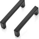 3 Pack Solid 3 Inch Kitchen Square Cabinet Handles Matte Black Pulls Drawer Pulls Kitchen Cabinet Hardware Flat Black Handles