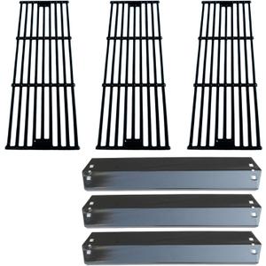 Parts Kit DG234 Heat Plates & Cast Iron Cooking Grid Replacement for Chargriller 3001 3030 4000 5050 5072,5252, 5650 Grill Models; fits for King Griller 3008,5252 Gas Grill