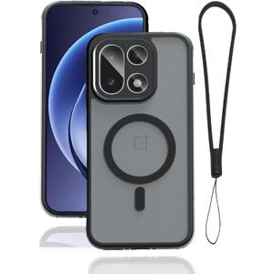 FJIASTB Magnetic Case for OnePlus 15 Cell Phone 2025, Rugged Protective Cover with Lanyard, Shockproof, Scratch Resistant (Matte Black)