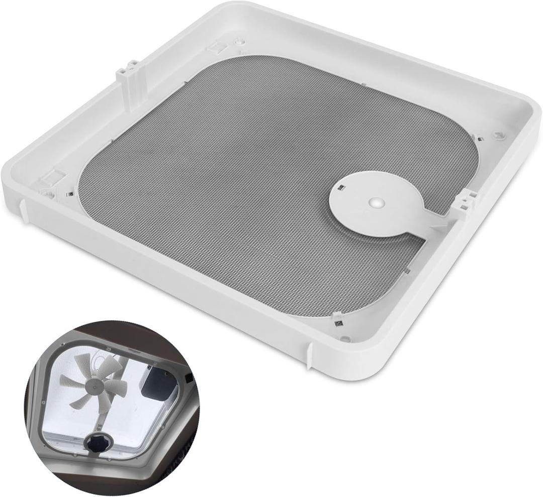 Frame with Removable Screen Compatible with Ventline Ventadome Roof Vent V2092,V2094, V2110,V2119,V2310,V2392 13.5"X13.5" Birch White