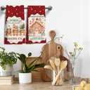 Christmas Gingerbread House Kitchen Towels Set of 2 Kitchen Towels,Gingerbread Man Train Dish Towel for Kitchen Bathroom Indoor Home Decor16x24 Inch