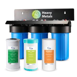 iSpring WGB31B-KS Whole House Water Filter System, Reduces Heavy Metals, Lead, Chlorine, Chloramine, Sediments, 3-Stage Filtration, 10 x 4.5 Filters, 1 Inlet/Outlet