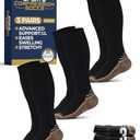 Pembrook 3 Pairs Copper Compression Socks Men 20-30 mmHg, Black Compression Socks, Support for Running Athletic Cycling Hiking, Good for Edema and Varicose Veins