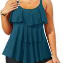 Yonique Women's Plus Size Tankini Swimsuits with Shorts Two Piece Bathing Suits Ruffle Swimsuits Tummy Control Swimwear (Blue), 18W
