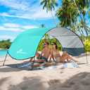Sportneer Beach Tent Sun Shelter: UPF 50+ UV Protection Beach Canopy Tent Sun Shade for 2-3 Person, Easy Set Up Canopy with 8 Wind Ropes and 12 Ground Stakes for Beach, Size 96.5''x55.7'' (Turquoise)