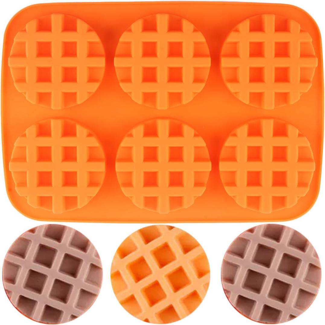 6 Cavity Round Waffle Silicone Chocolate Molds For Candy Chocolate Biscuit