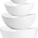 Sweese Porcelain Serving Bowls Set, 10-42 oz, Versatile for Salad, Soup, Snacks, Microwave Dishwasher Safe, White, 10 Ounces, 18 Ounces, 28 Ounces, 42 Ounces