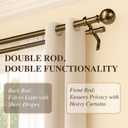 Brass Double Curtain Rods, Heavy Duty Decorative Drapery Rod 36-72 Inches, Telescoping Drapery Rod with Twisted Cage Finials