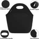 FlowFly Neoprene kids Lunch box Insulated Soft Bag Mini Cooler Thermal Meal Tote Kit for Boys, Girls,Men,Women,School,Work, Office,Black
