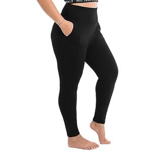 Walifrey Plus Size Leggings with Pockets for Women, High Waist Opaque Tummy Control Leggings Black, Size 2XL