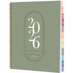 Rileys 2026 Planner, Agenda Planner With Weekly And Monthly View, Daily Agenda Book And Yearly Planners Calendar Book, Spiral Bound With Tabs, Notes, Goals And Holidays (Green, 8.5 x 11 in)
