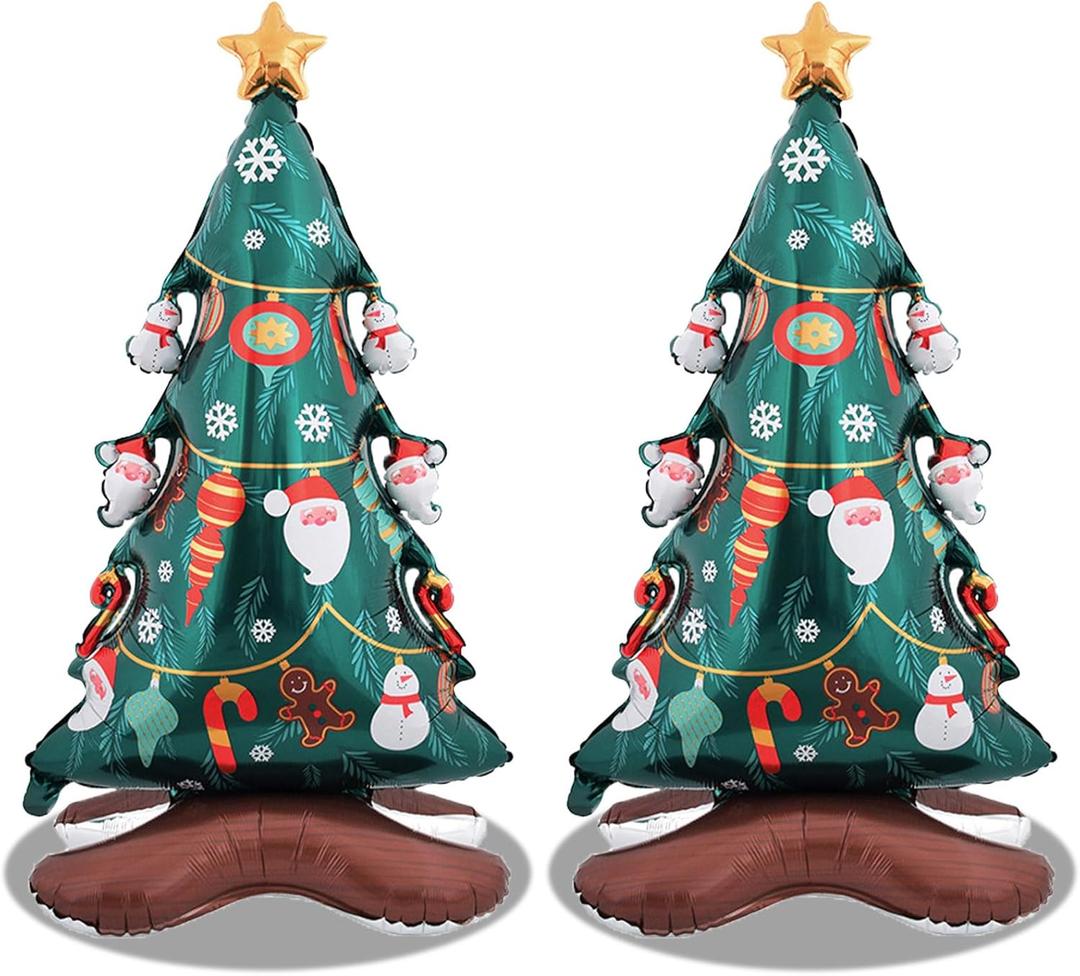 Christmas Tree Balloon Christmas Balloons Self Standing Christmas Foil Balloons for Xmas Themed Party Xmas Party Decor Decorations Balloons Party Sets-2pcs