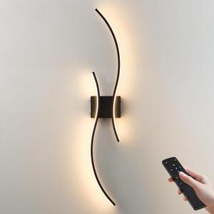 KARTOOSH Battery Operated Wall Sconce with Remote Control, Stepless Colors 3000K-6000K & Dimming, LED Black Wireless Wall Light for Living Room, Hallway, Bedroom, 39.3 Inch (1 Pack)
