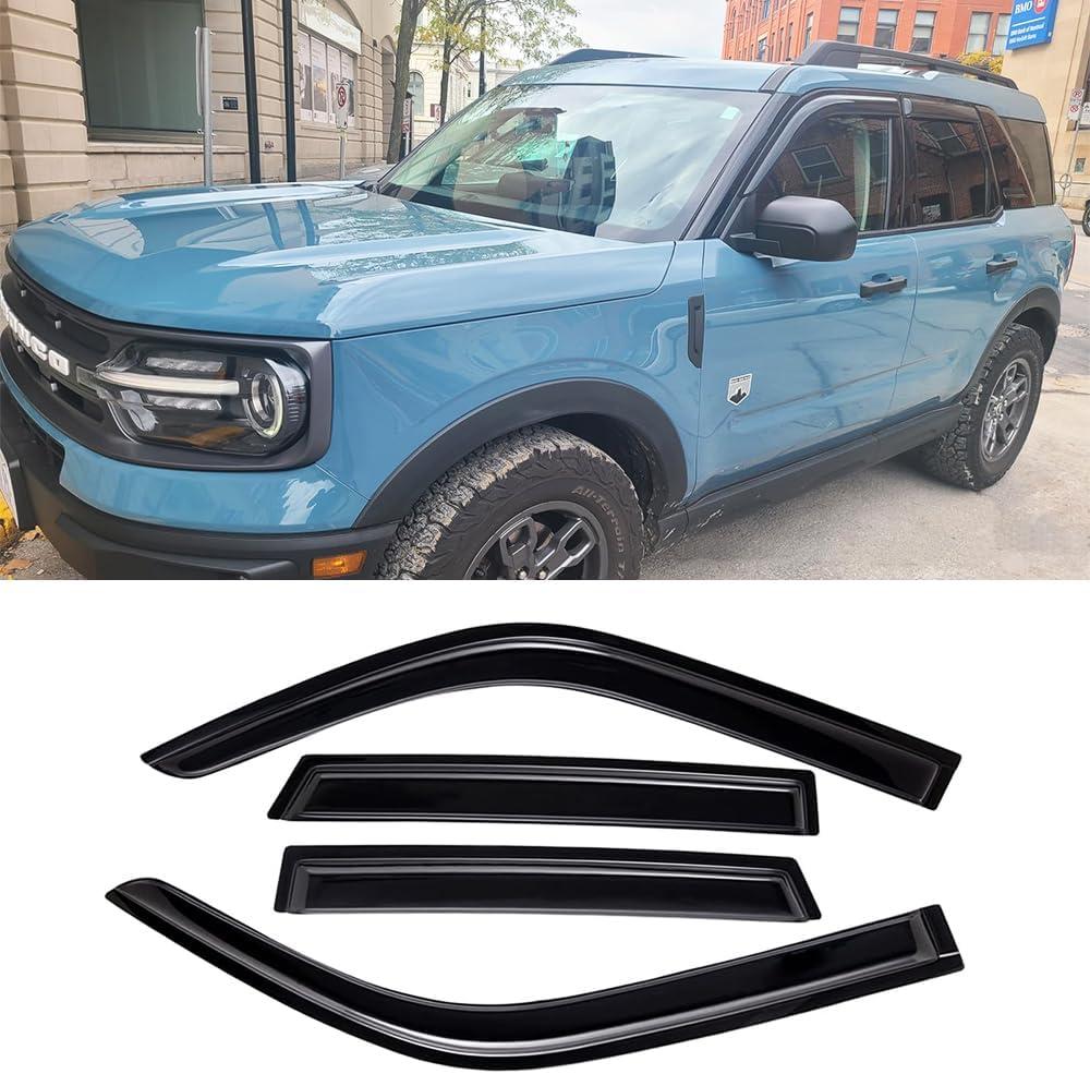 Original Side Window Wind Deflector fit for 2021-2023 Ford Bronco Sport,4pcs Outside Mount Tape-On Nice Sun Rain Guards Set,Dark Smoke Window Visor 94713