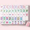American Mahjong Tile Set, 160 Pink 4 Layer Mah Jong GameTiles with Tile Bag, Gift-Ready Storage Box, 4 Dice with Pouch, Mahjong Travel Tiles Set, Western Mah Jongg, Majong, Majiang