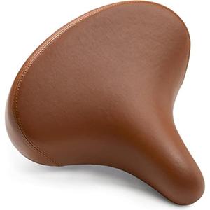 Bikeroo Wide Cruiser Saddle - Comfort Seat Fits Indoor & Outdoor Bicycles - Steel Spring & Elastomer Suspension - Memory Foam (Brown)
