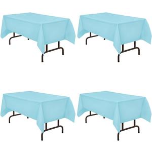 Oojami Disposable Light Blue Plastic Tablecloths (4-Pack)  Elegant 54x108-inch Teal Rectangular Covers for Parties, Weddings, Bridal & Baby Showers, Offices & More  Wipe Clean & Easy-to-Use