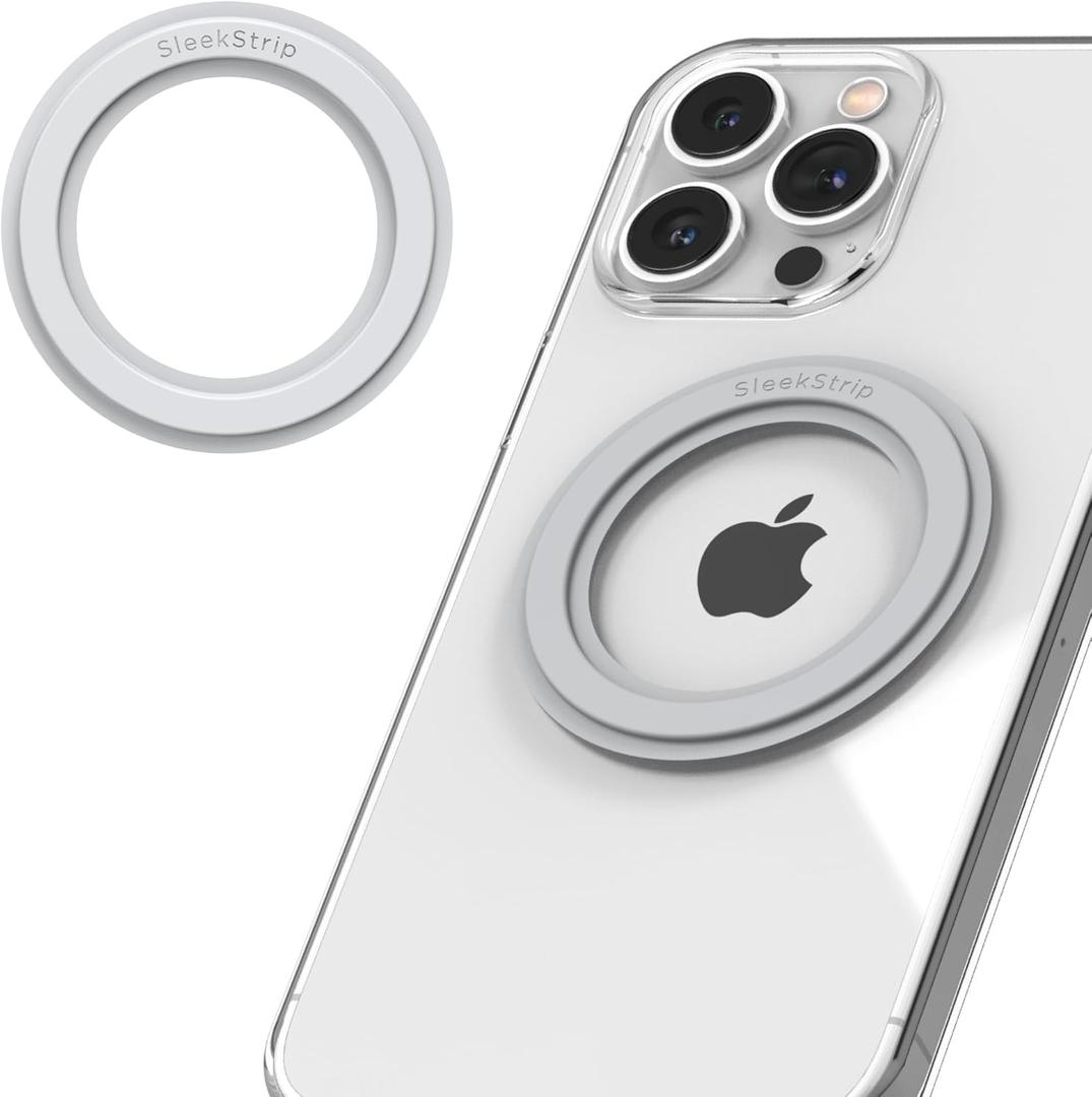 SleekStrip Mag Ring MagSafe Magnetic Ring Adapter for iPhone Android Kindle Strong Adhesive MagSafe Sticker for Phone Case Back of Phone Magnetic Converter Kit Accessory