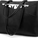 LOVEVOOK Laptop Bag for Women 17.3 Inch Tote Bags Waterproof Leather Briefcase Computer Women Business Office Work Bag,Black