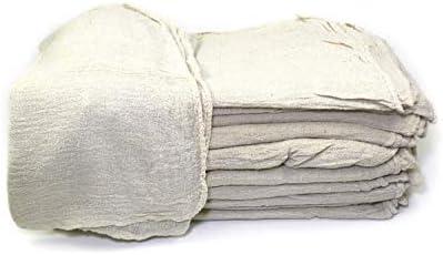 PPE Shop Towels, Natural Wiping Cleaning Rags 100pcs, 14"x14" 100% Cotton Towels Commercial/Industrial (White (24pcs))
