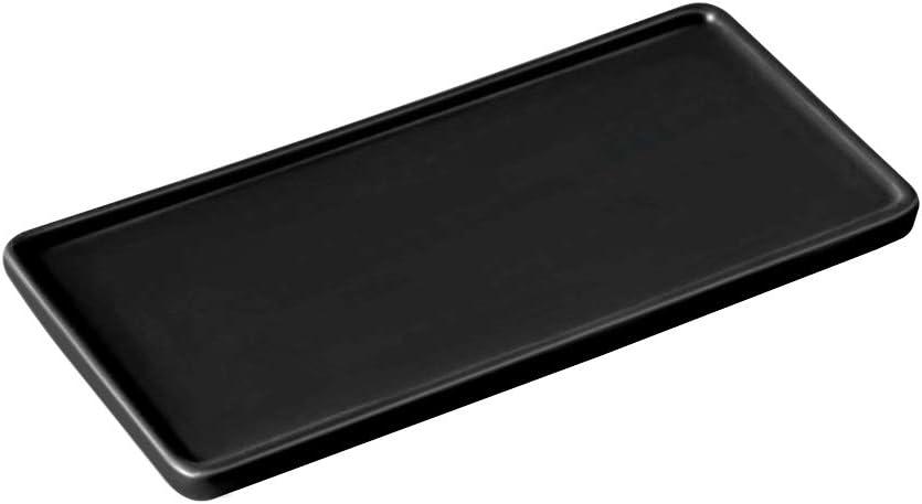 Ceramic Bathroom Sink Tray - Small Rectangle Kitchen Organizer for Jewelry, Towel, Candles, Soap, Perfume - Decoration for Tub, Restroom, Toilet - Small Black (7.9" x 3.5" x 1.2")